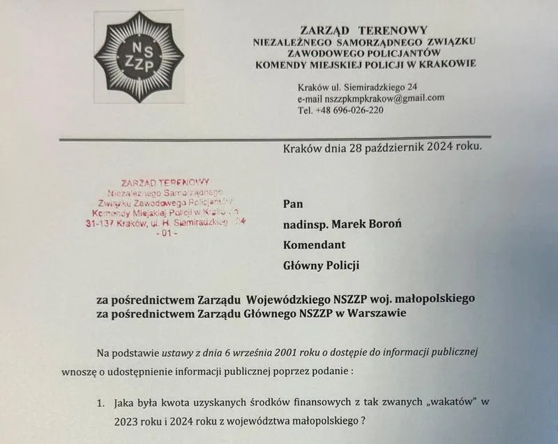 Dokumenty do policji