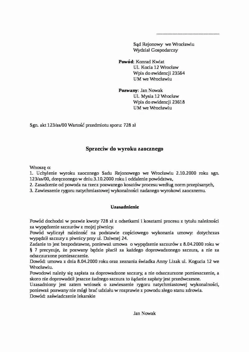 Procedura wniesienia sprzeciwu krok po kroku