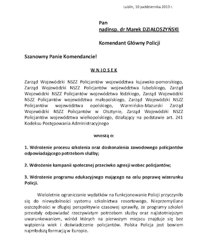 Proces składania podania