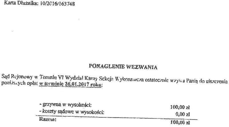 Wniosek o rozłożenie grzywny na raty